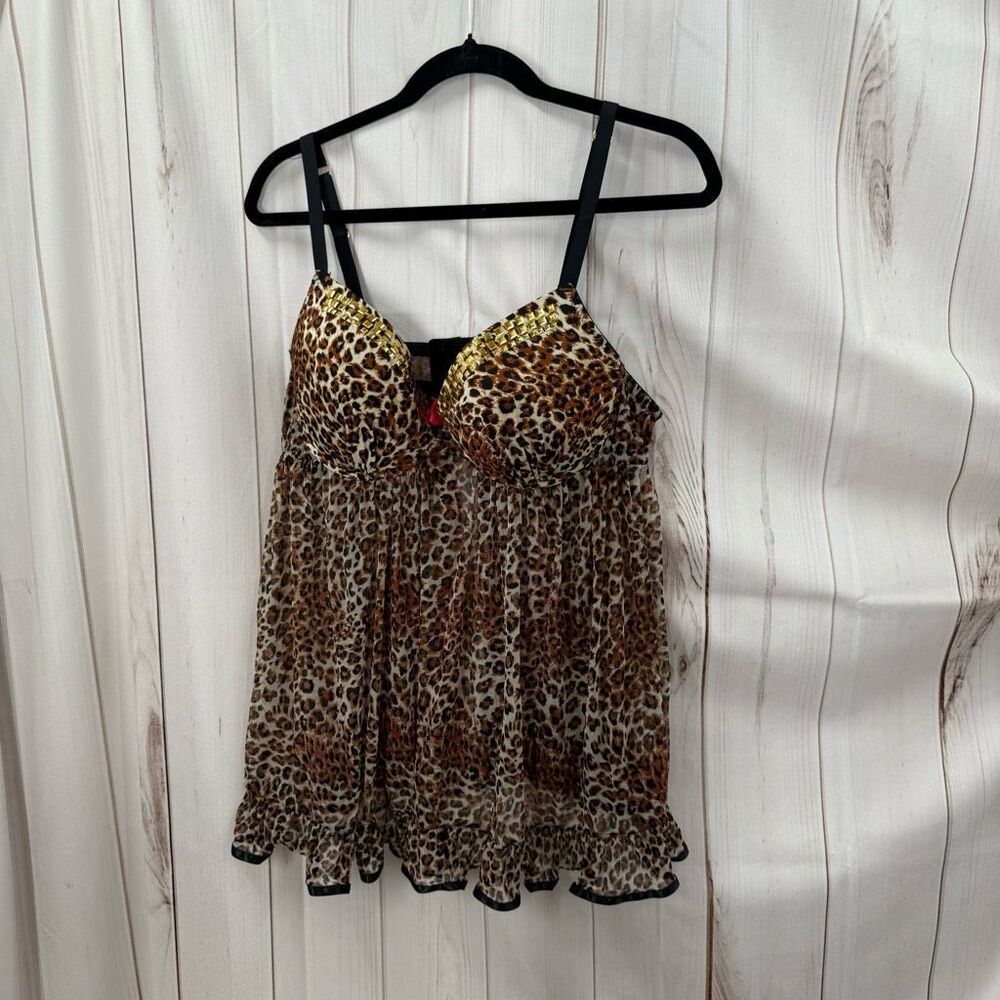 True Desire Women’s 1X Leopard Nightie Lingerie Bra